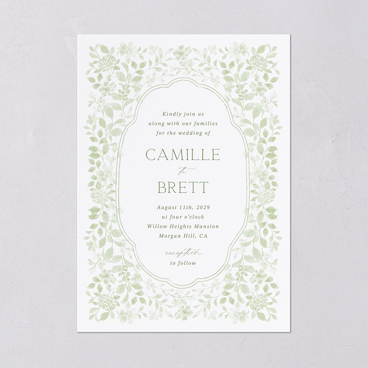 Porcelain Blue Floral Watercolor Wedding Invitations Moss Signature Blank No Standard
