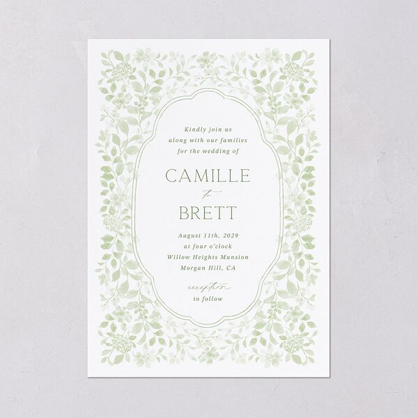 Porcelain Blue Floral Watercolor Wedding Invitations Moss Signature Blank No Standard