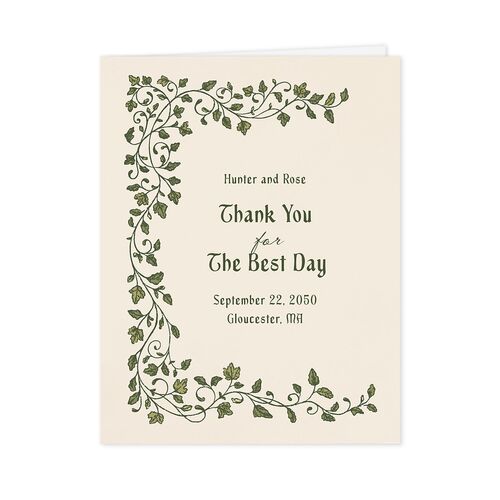 Vintage Fantasy Vines Thank You Cards Olive