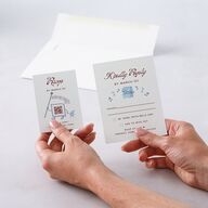 Whimsical Retro Cartoon QR Code RSVP Cards Baby Blue Signature Standard