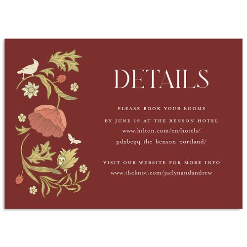 Crafted Garden Wedding Event Detail Cards Rust Signature Standard