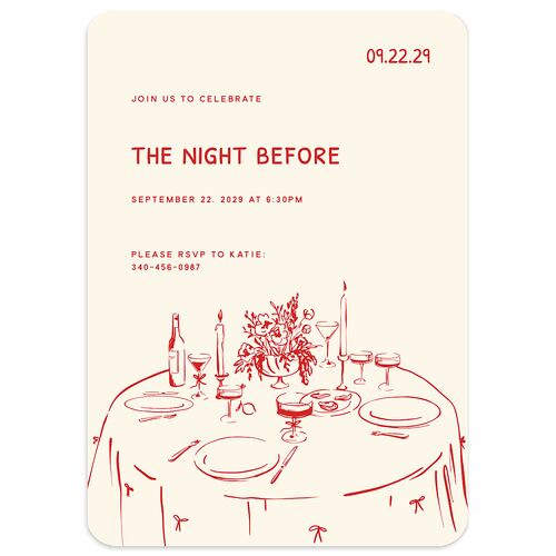 Hand Drawn Recipe Rehearsal Dinner Invitations Tangerine Signature Blank Rounded