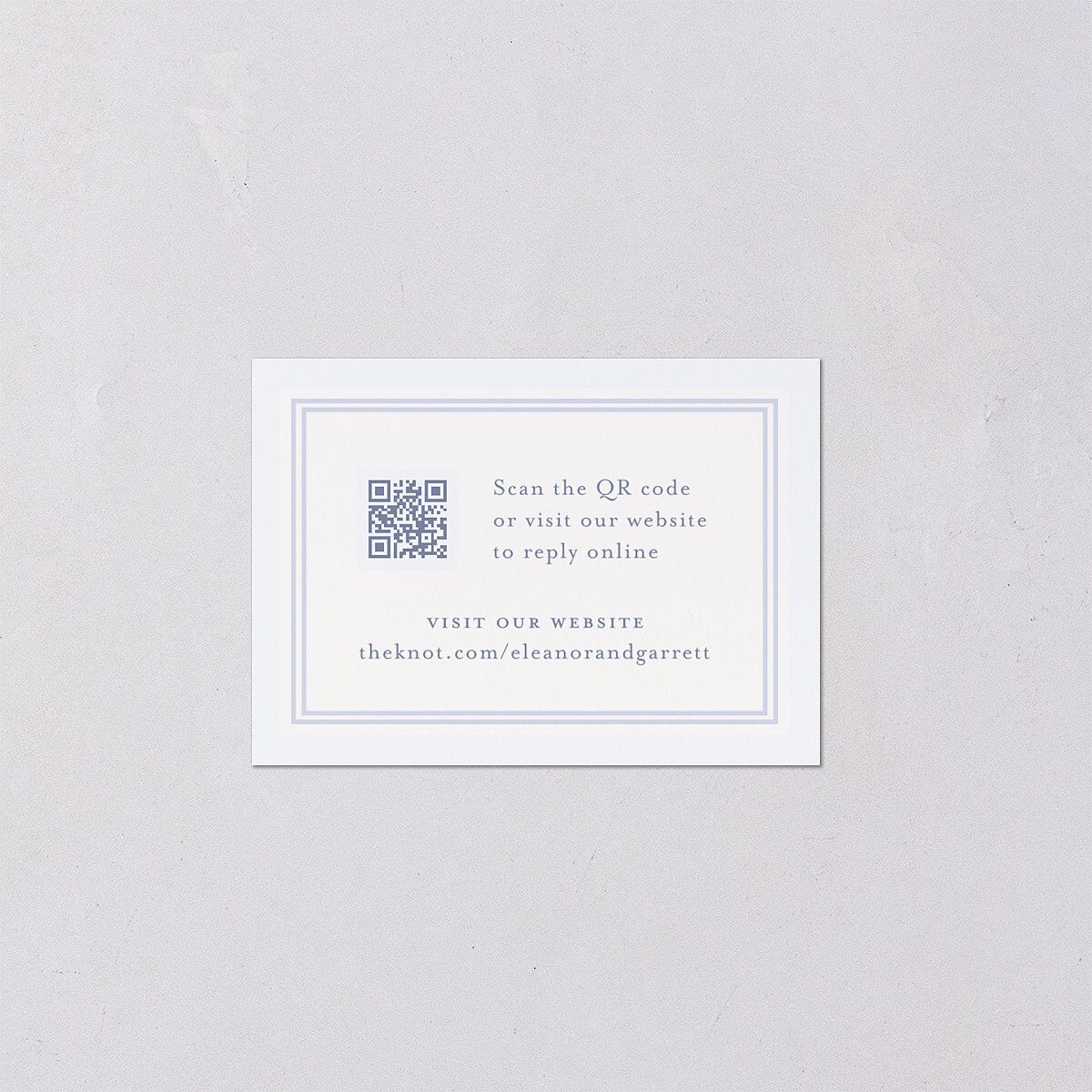Vintage French Floral Toile QR Code RSVP Cards Dusty Blue Signature Standard