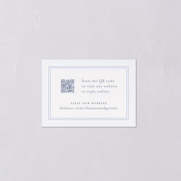 Vintage French Floral Toile QR Code RSVP Cards Dusty Blue Signature Standard