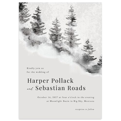 Snowy Mountainside Wedding Invitations Licorice Signature Blank No Standard