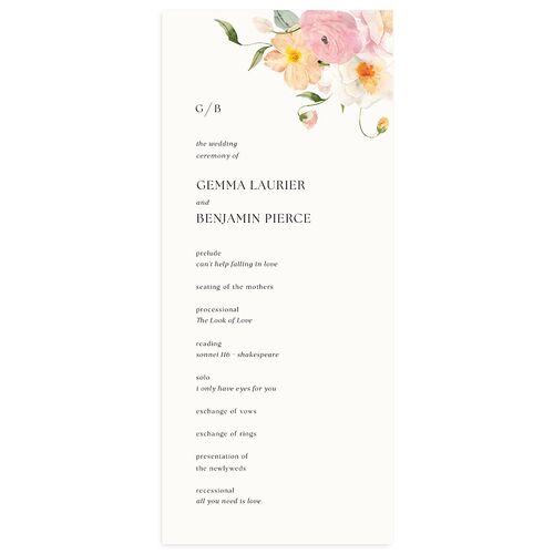 Pastel Garden Wedding Programs Pink Cotton Signature
