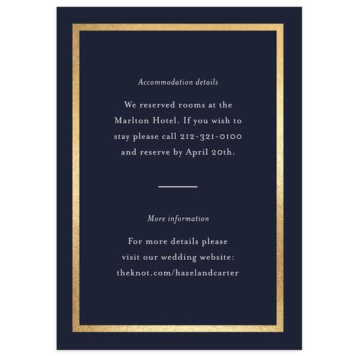 Simple Frame Wedding Enclosure Cards Gold Navy Signature Standard