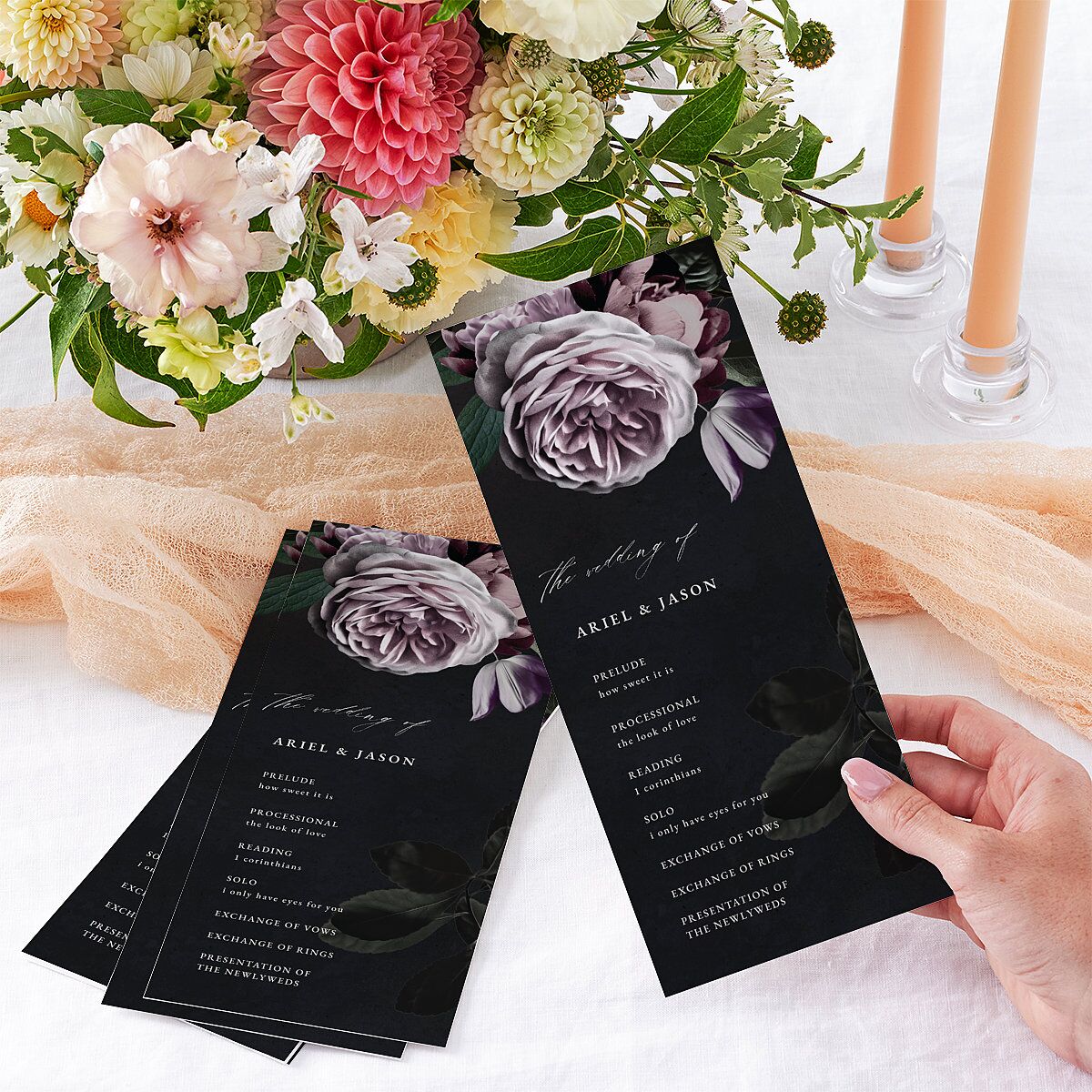 Modern Rose Wedding Programs Plum Signature
