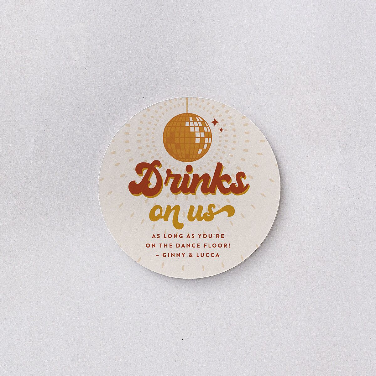 Disco Love Coasters Red Clay Cardboard Circle