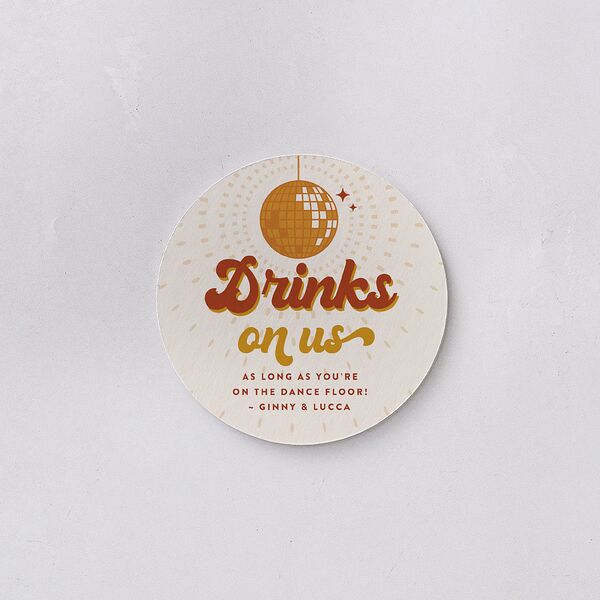 Disco Love Coasters Red Clay Cardboard Circle