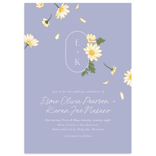 Monogram Daisies Wedding Invitations Cornflower Signature Blank No Standard