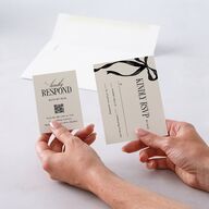 Whimsical Hand Drawn Bow QR Code RSVP Cards Linen Signature Standard