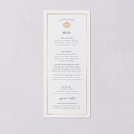 Glamorous Crown Monogram Crest Menus by Bridgerton Gold Pure White Signature
