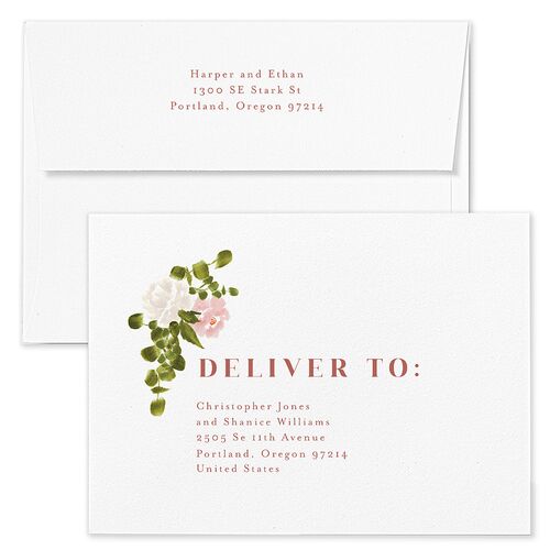Fall Garland Wedding Invitation Envelopes White Peony Both Recipient and Return Addresses Standard Signature