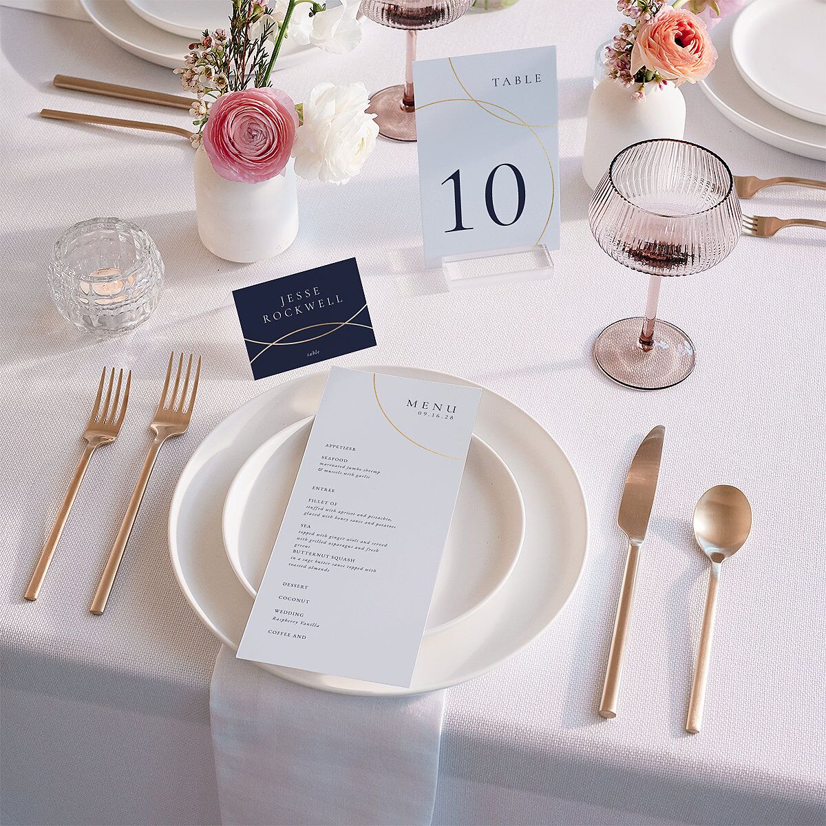 Minimal Rings Table Numbers Gold Navy Signature