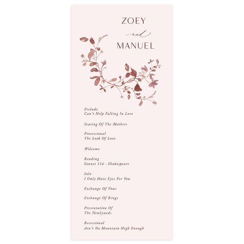 Curved Garland Wedding Programs Peony Signature