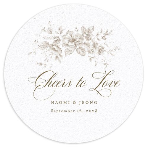 Vintage Florals Coasters Sepia Cardboard Circle