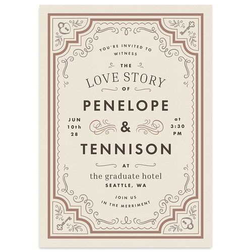 Cinematic Wedding Invitations Linen Signature Blank No Standard