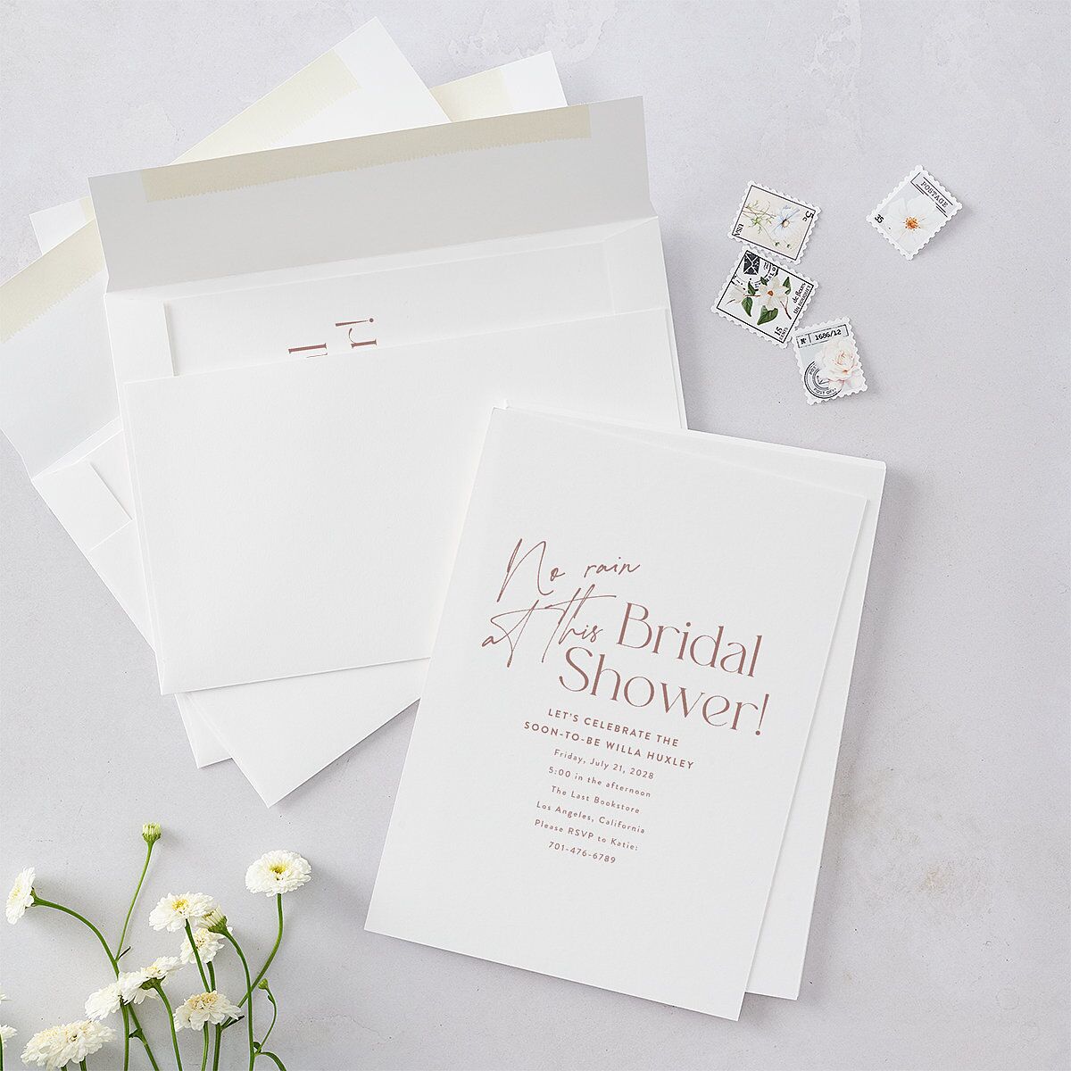 Happy Tears Bridal Shower Invitations Shell Pink Signature Blank Standard