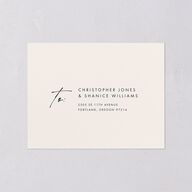 Simply Script All-in-One Wedding Invitations Linen Signature Light Both Recipient and Return Addresses No