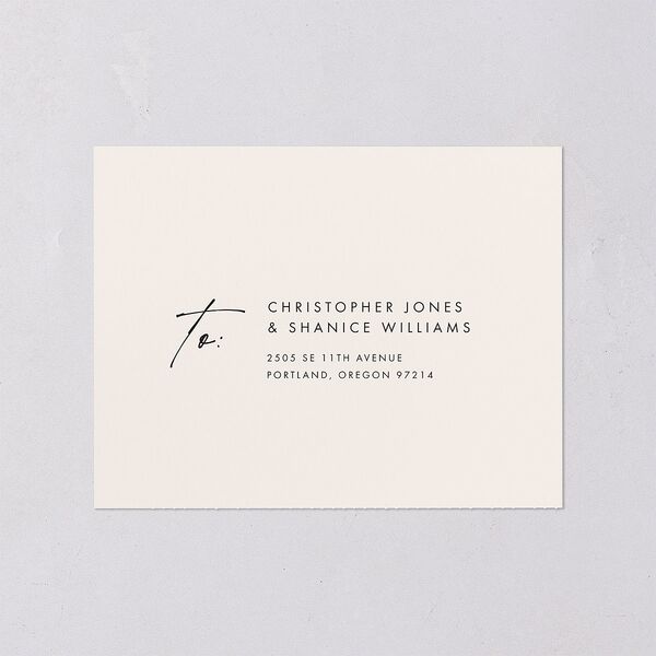 Simply Script All-in-One Wedding Invitations Linen Signature Light Both Recipient and Return Addresses No