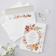 Elegant Botanical Autumn Floral Wedding Invitations Soft Peach Signature Blank No Standard