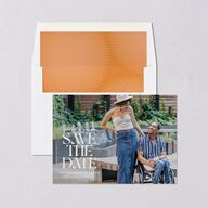 Retro Sunburst Save the Date Cards Pumpkin Signature smooth Blank No Standard