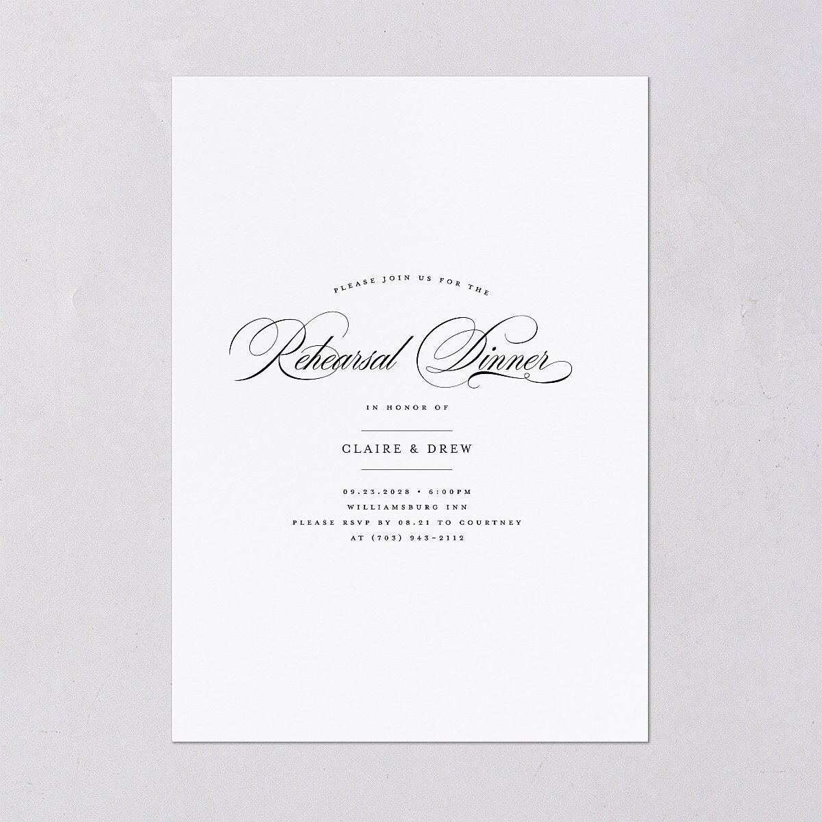 Classic Calligraphy Rehearsal Dinner Invitations — view 2