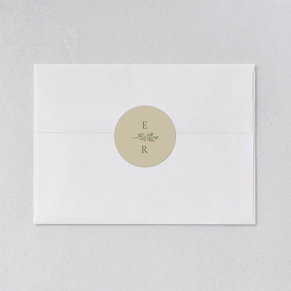 Vintage Botanical Sketch Wedding Stickers Dark Camo Circle