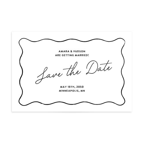 Hand Drawn Wavy Border Save the Date Postcards Pure White