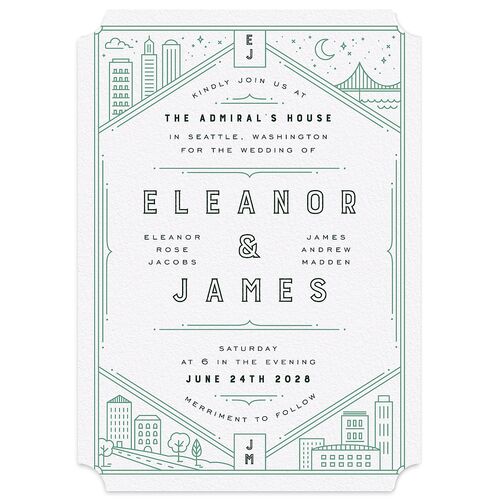 Iconic City Wedding Invitations Tide Pool Signature Blank No Ticket
