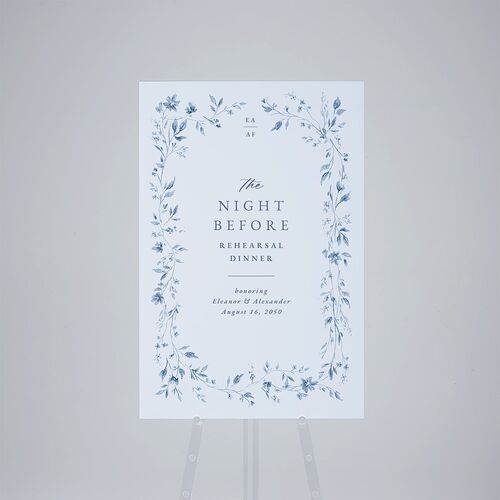 The Night Before Timeless Floral Standard Welcome Sign Large Dusty Blue Standard Outdoor Corrugated L Welcome