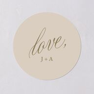 We're Engaged Calligraphy Engagement Party Stickers Champagne Circle