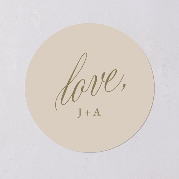 We're Engaged Calligraphy Engagement Party Stickers Champagne Circle