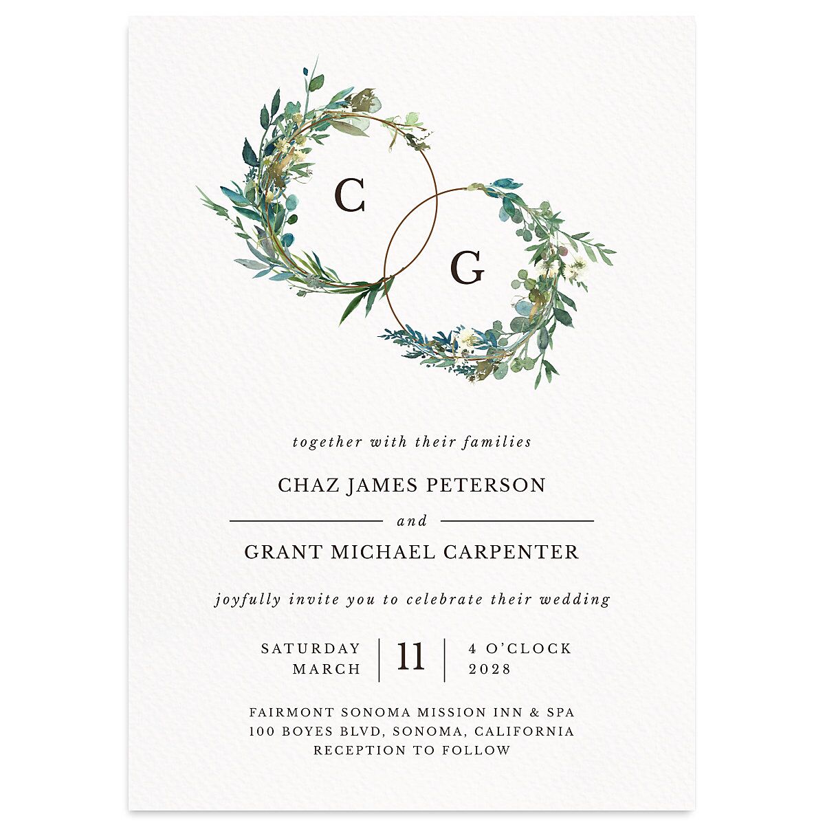 Leafy Hoops Wedding Invitations