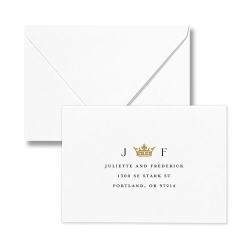 Sword and Roses Fantasy Garden Response Card Euro Envelopes White Dark Navy Return Address Luxe