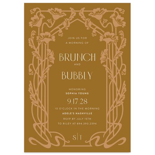 Gilded Nouveau Bridal Shower Invitations Saddle Signature Blank Standard