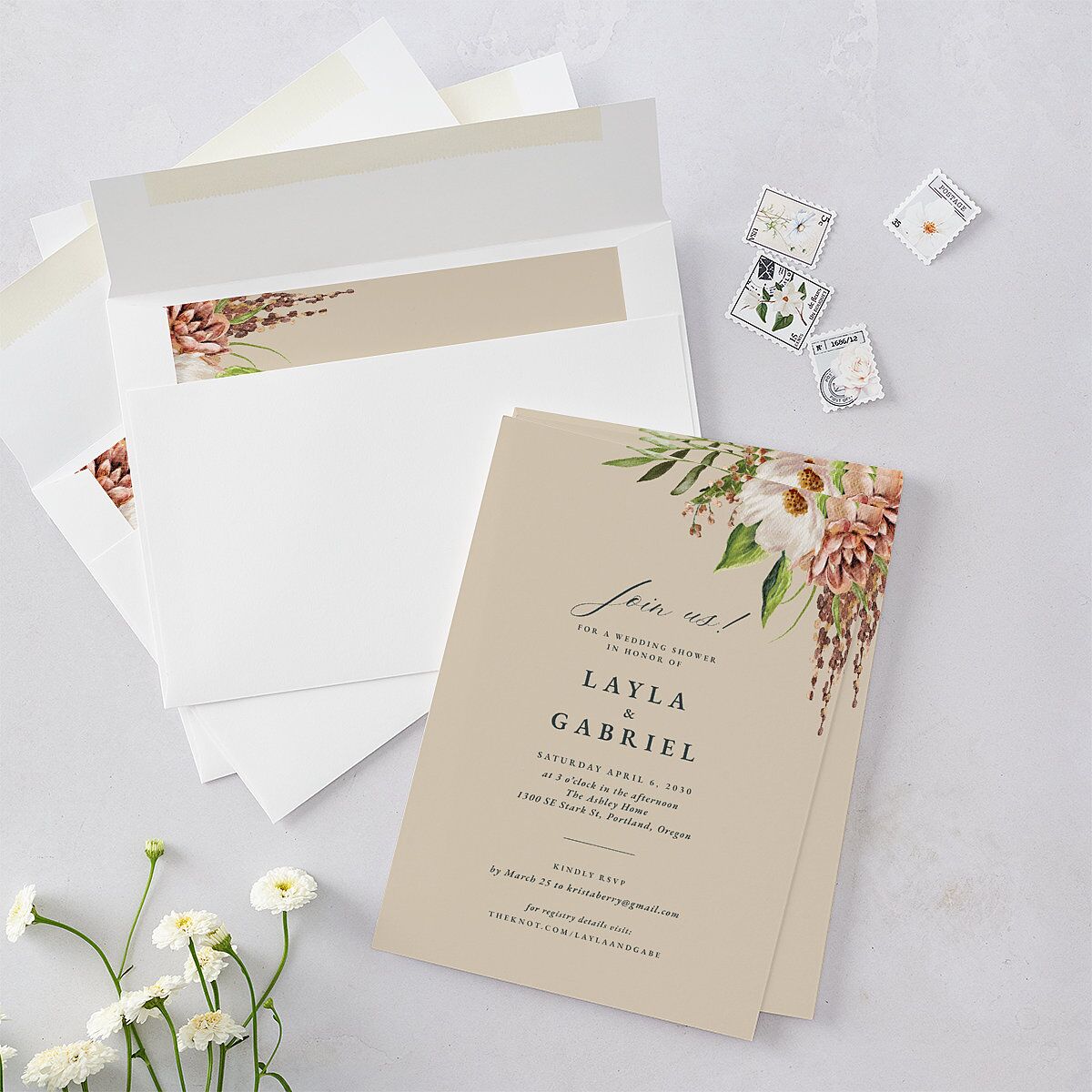 Floral Arch Bridal Shower Invitations Moss Signature Blank