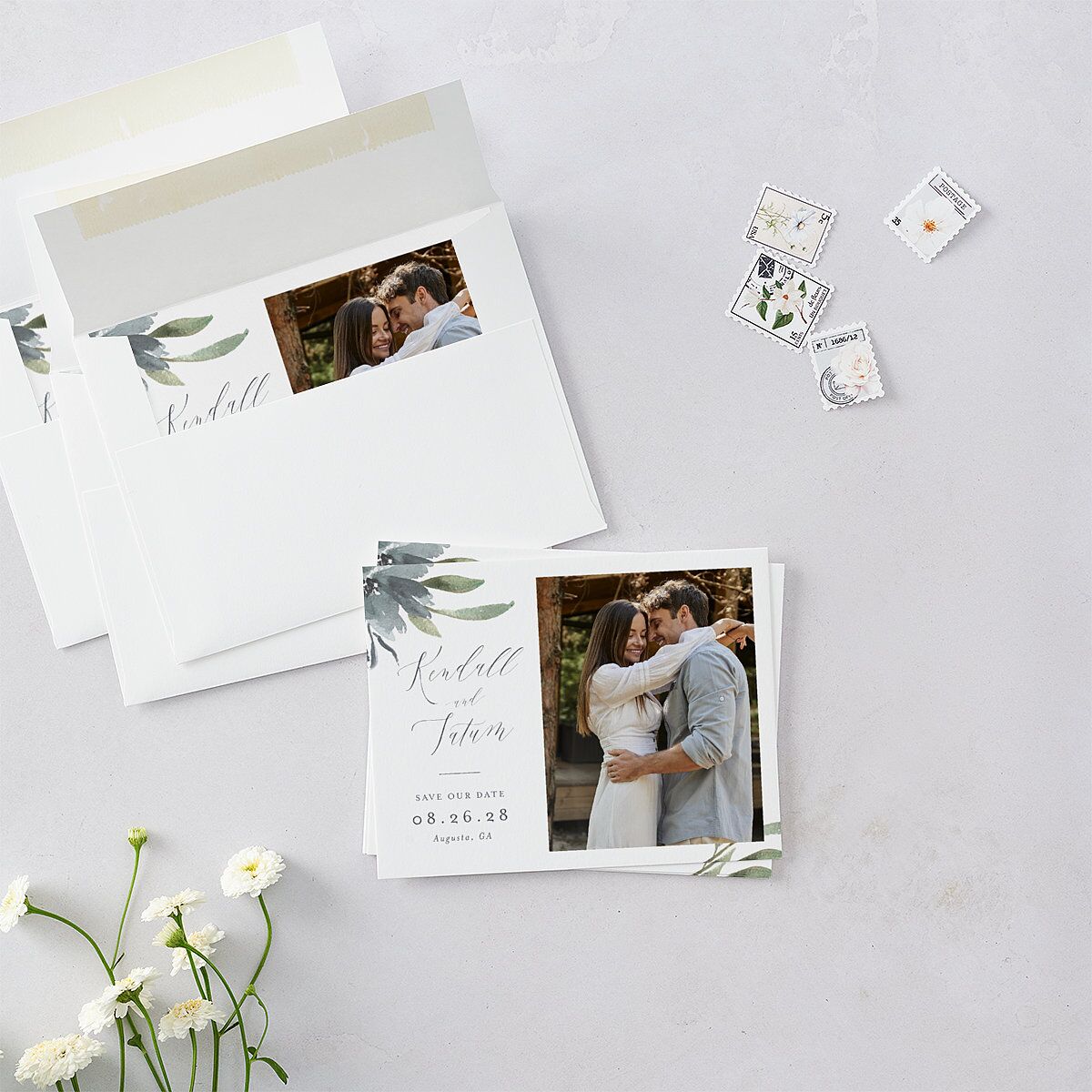 Muted Floral Save the Date Petite Cards — view 4