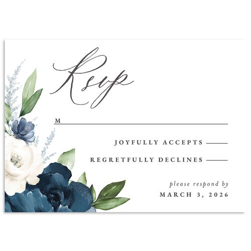 Beloved Floral Wedding Response Cards Moody Blue Signature Standard