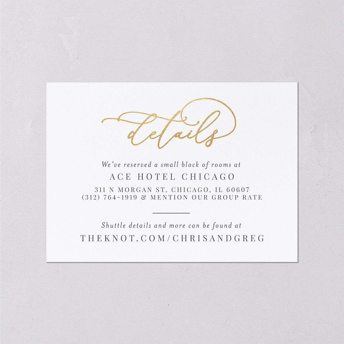 Romantic Calligraphy Foil Wedding Enclosure Cards — view 1