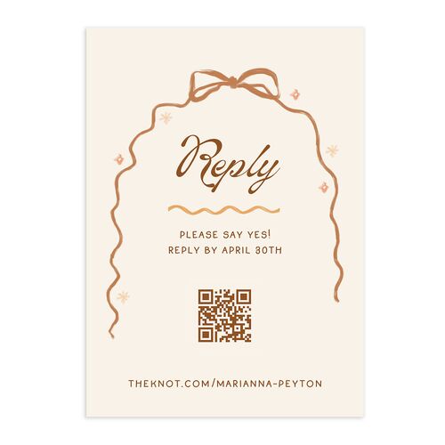 Whimsical Drawn Flowers QR Code RSVP Cards Terracotta Signature Standard
