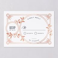 Ornate Elegance Wedding Response Cards Rose Gold Navy Signature