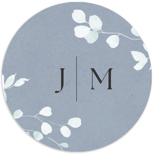 Fairytale Eucalyptus Wedding Stickers Navy Circle