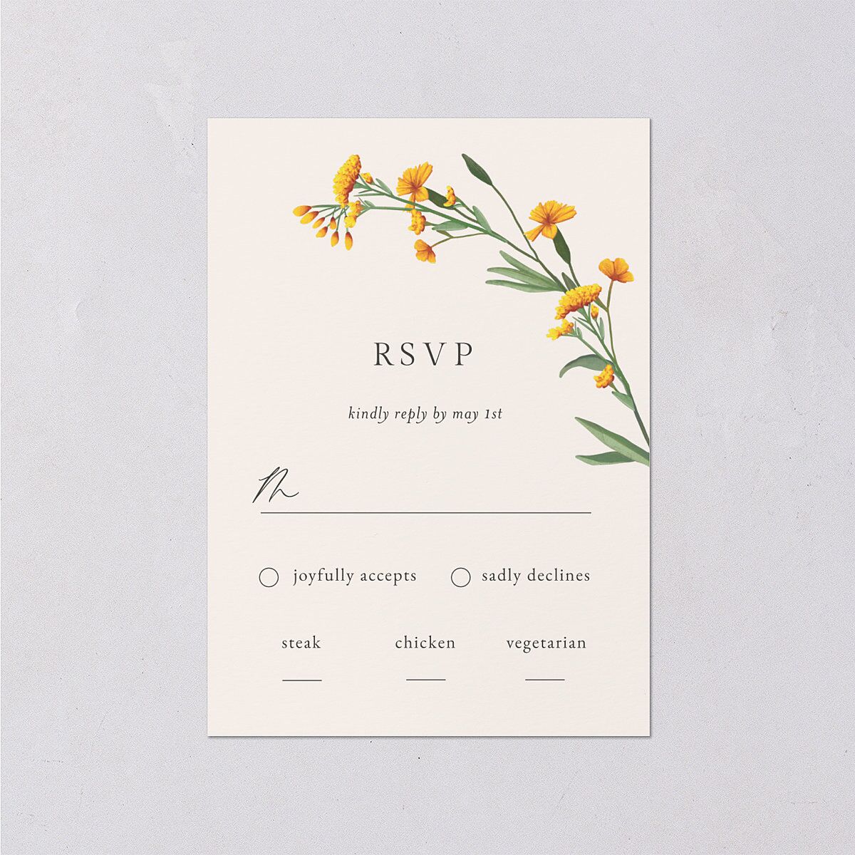Wild Daisies Wedding Response Cards Buttercup Signature Standard