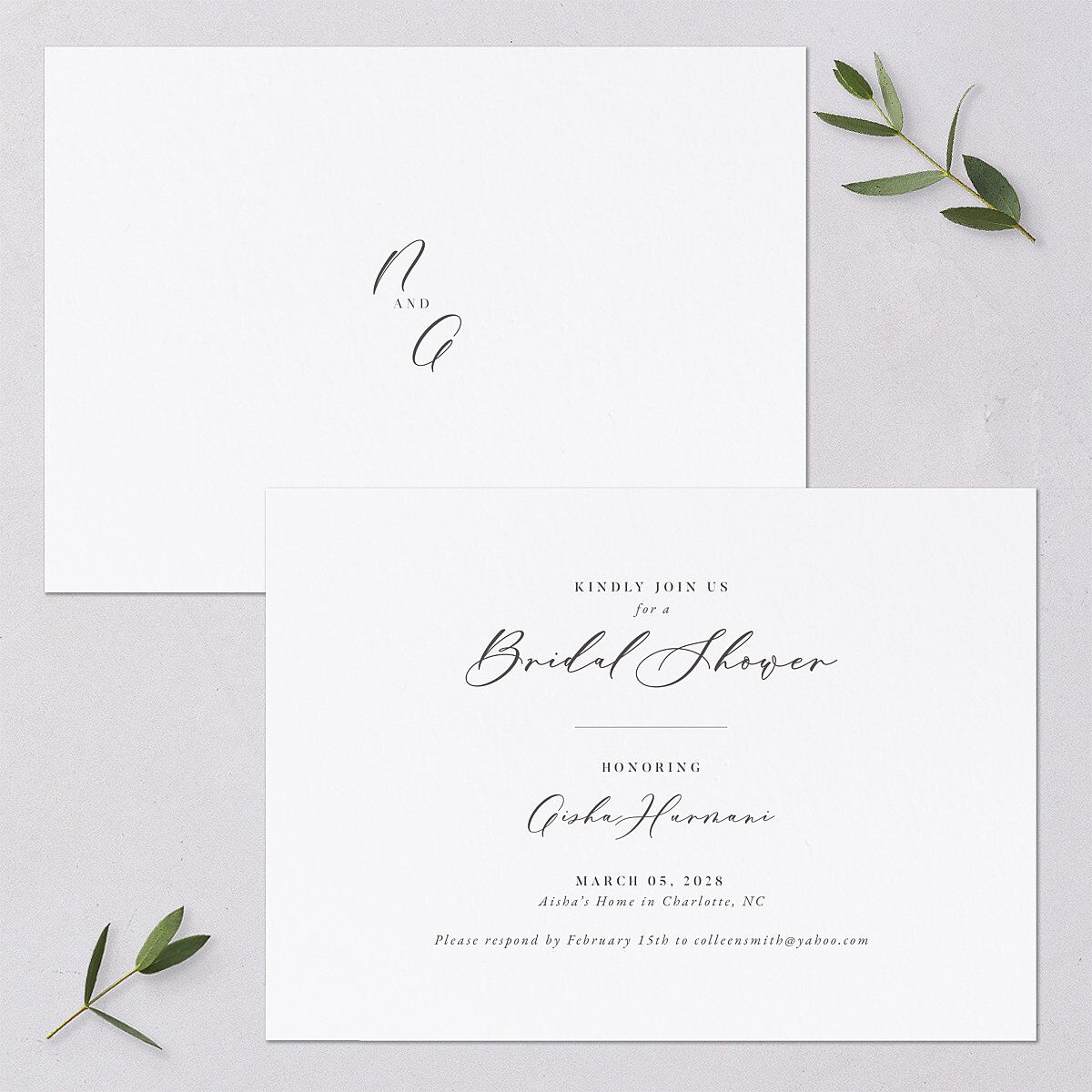 Timeless Script Bridal Shower Invitations — view 1