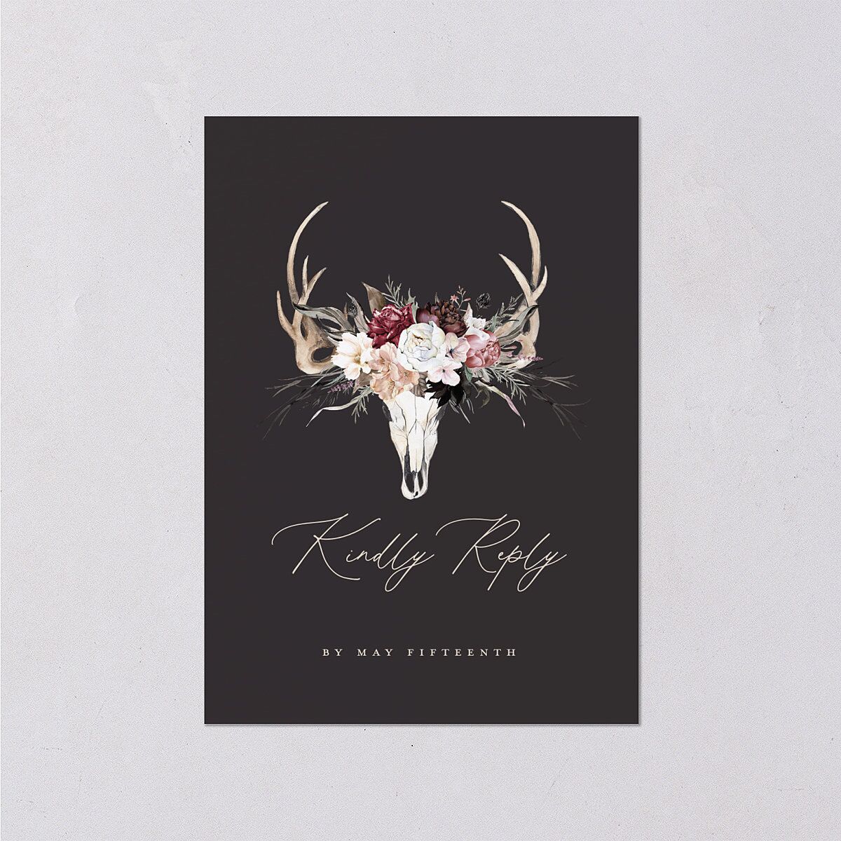 Gothic Antlers Wedding Response Cards Bisque Signature Standard