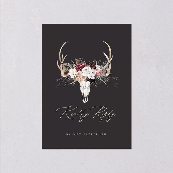 Gothic Antlers Wedding Response Cards Bisque Signature Standard