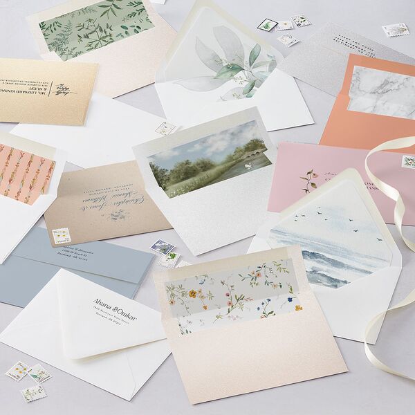 Luxury Editorial Photo Save The Date Card Envelopes White Pure White Both Recipient and Return Addresses Signature Standard