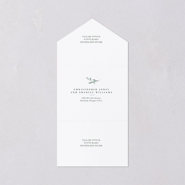 Illustrated Vines All-in-One Wedding Invitations Hunter Green Signature Light Both Recipient and Return Addresses No